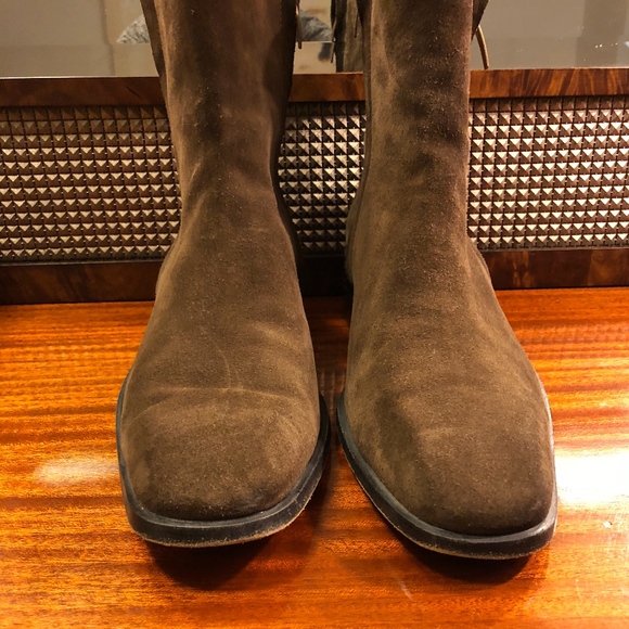 Mens Sergio Rossi Brown Suede Zip Boots 
